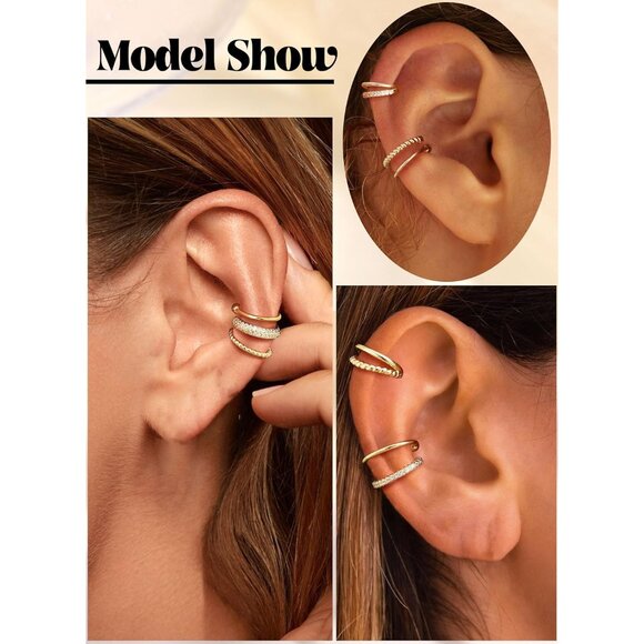 STYLE-C-GOLD Plated Non Pierced Adjustable Fake Ear Cuff Earrings for Women - Picture 4 of 6